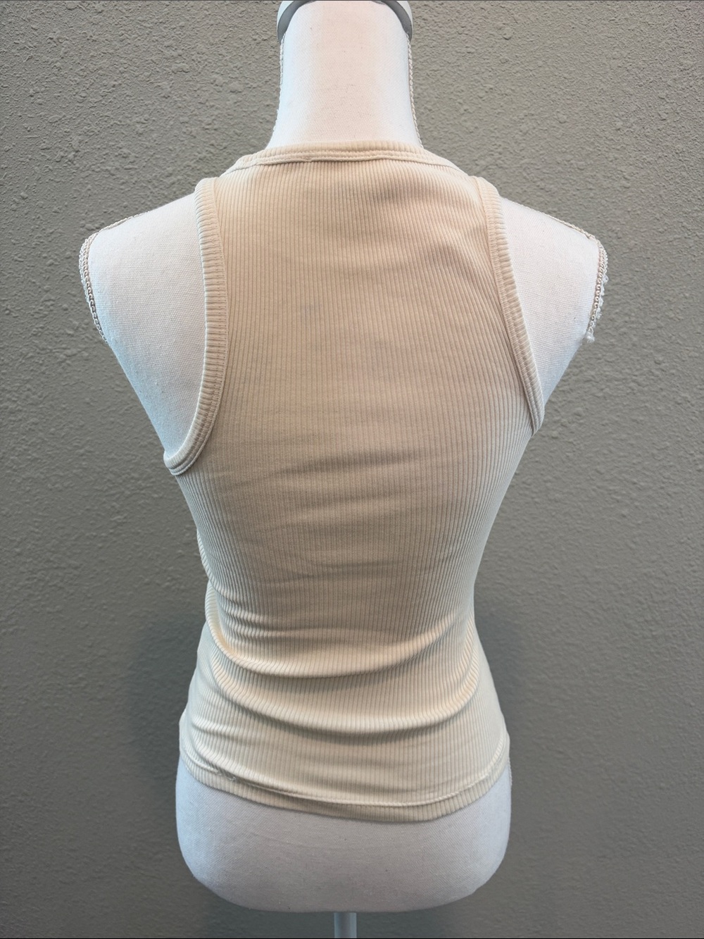 7 For All Mankind Cream Ribbed Halter Tank - Picture 3 of 4